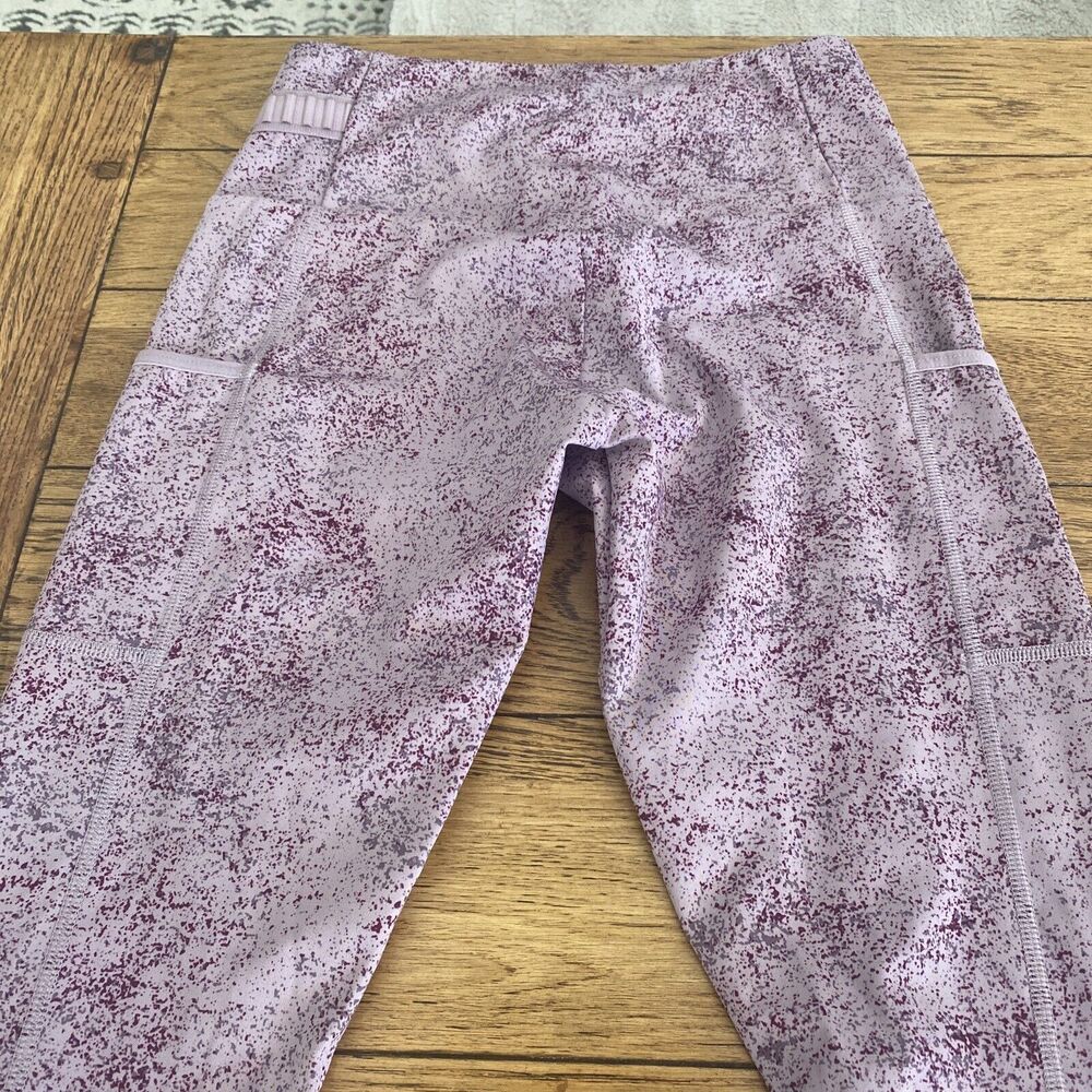 Gymshark Chalk Women's Mallow Purple Splatter Leggings Size XS Stretch Pockets - Picture 9 of 10